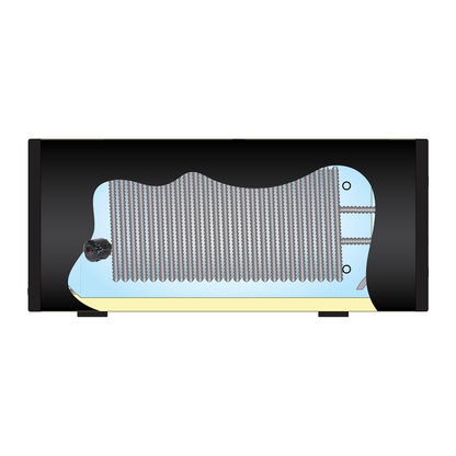 Nexus In-Line boiler 200 L duplex, horizontaal, zwart (32 mm spiraal) - doorsnede